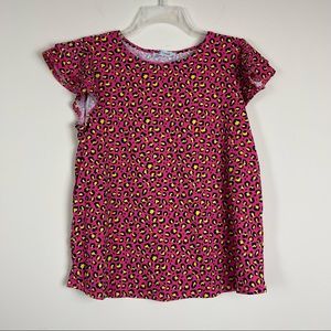 Pink yellow leopard print top
